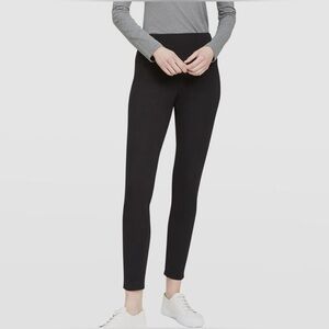 THEORY Slim Cotton Stretch Pants Minimalist Skinny Leggings Black Trousers